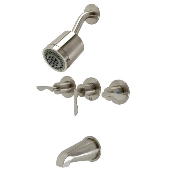 Kingston Brass KBX8138SVL Three-Handle Tub and Shower Faucet, Brushed Nickel KBX8138SVL - main